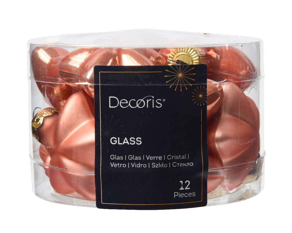 Ster glas l2b4.5h4 cm pompoen 12st - Decoris