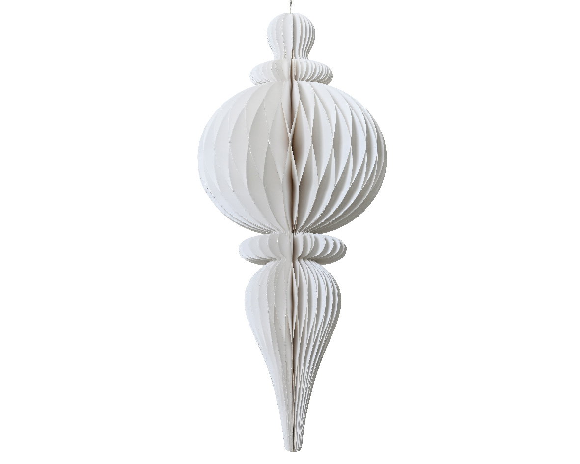 Decoris Ornament papier d34h80 cm wit kerst  - 