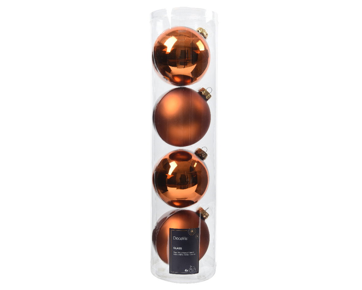 Decoris Kerstballen glas d10 cm w.cdr 4st - 