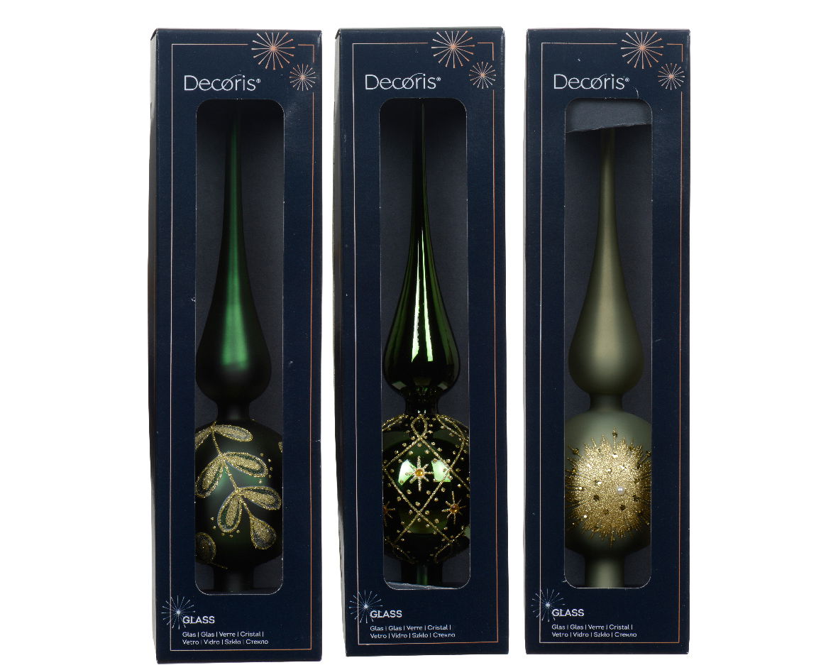 Piek glas d8h31 cm groen a3 - Decoris