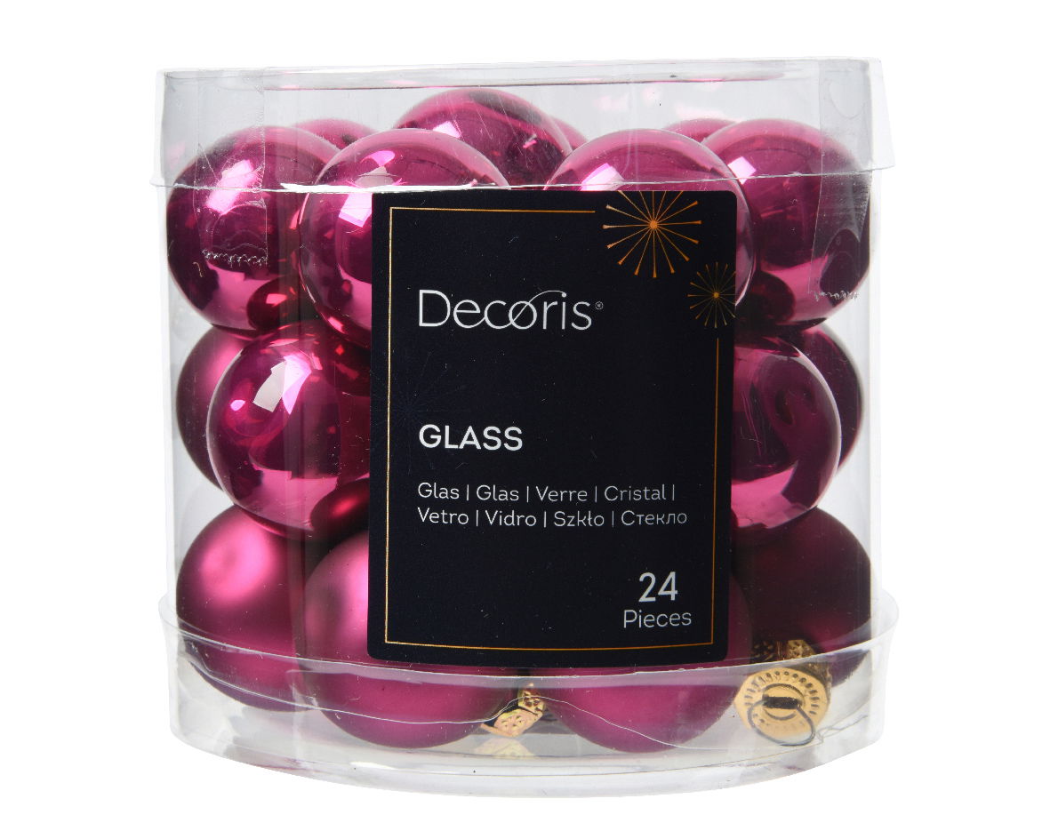 Decoris Kerstbal glas d2.5 cm groentappl 24st - 