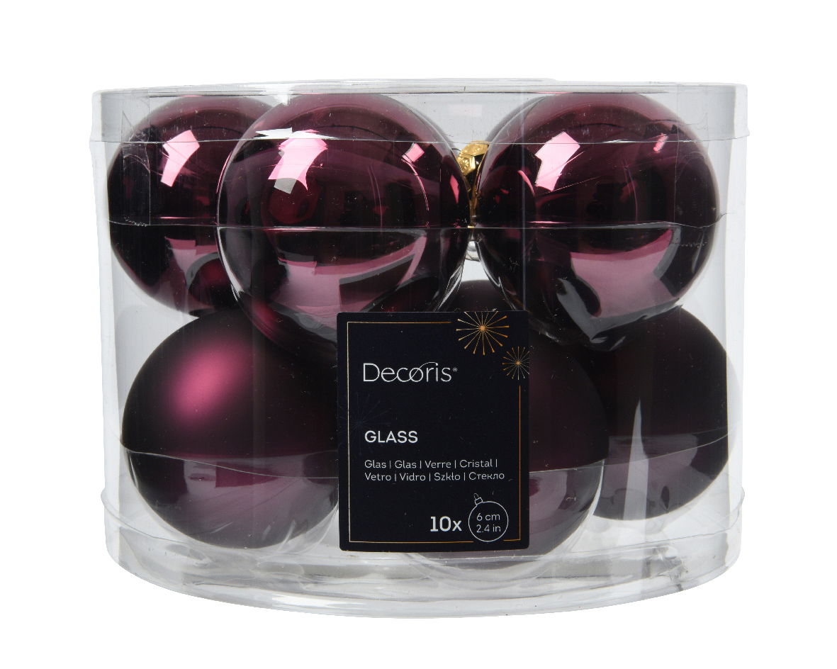 Decoris Kerstbal glas d6 cm d.mv 10st - 