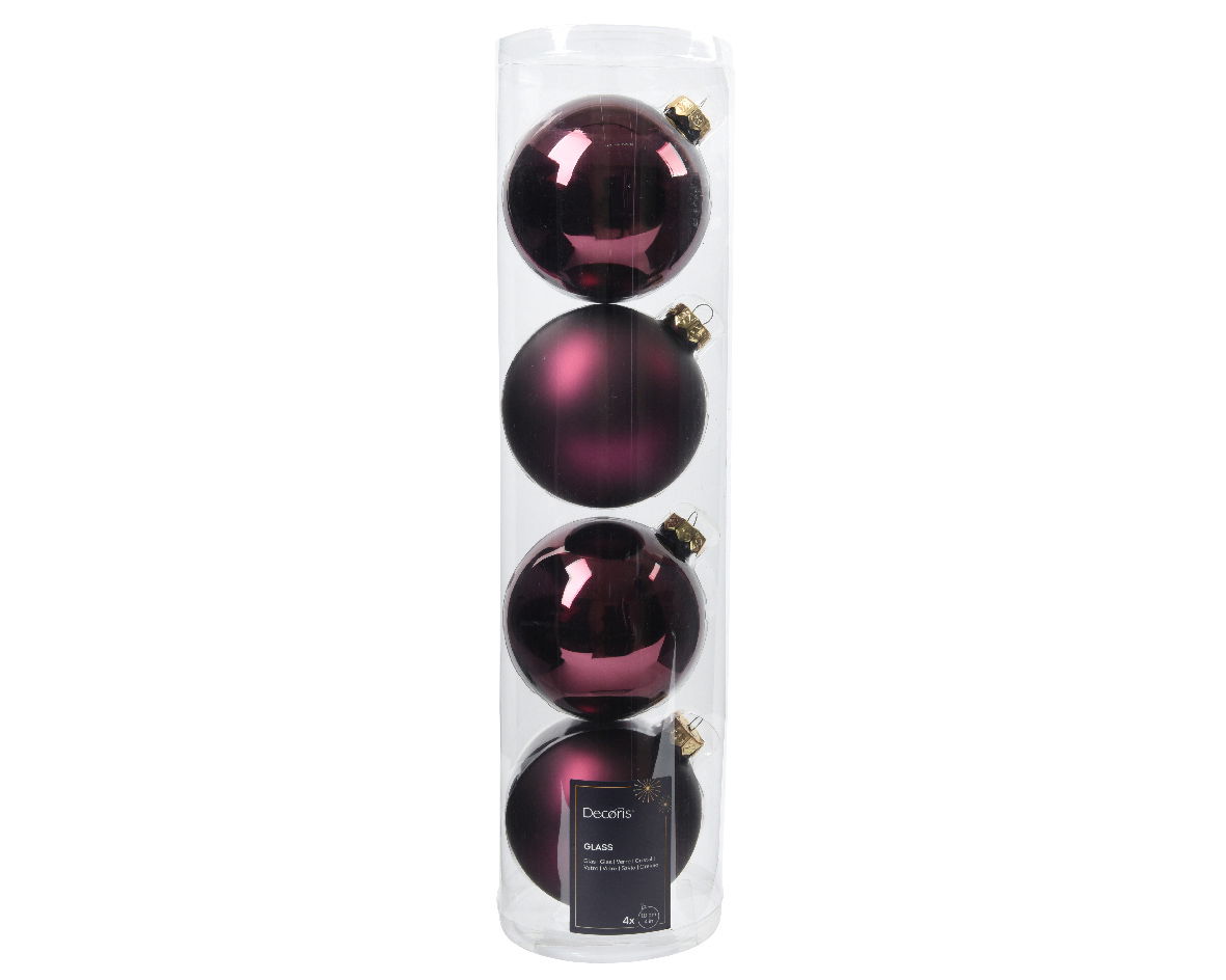 Decoris Kerstballen glas d10 cm d.mv 4st - 