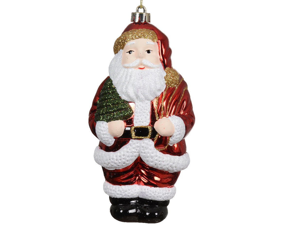 Kerstman kunststof h17 cm rood - Decoris