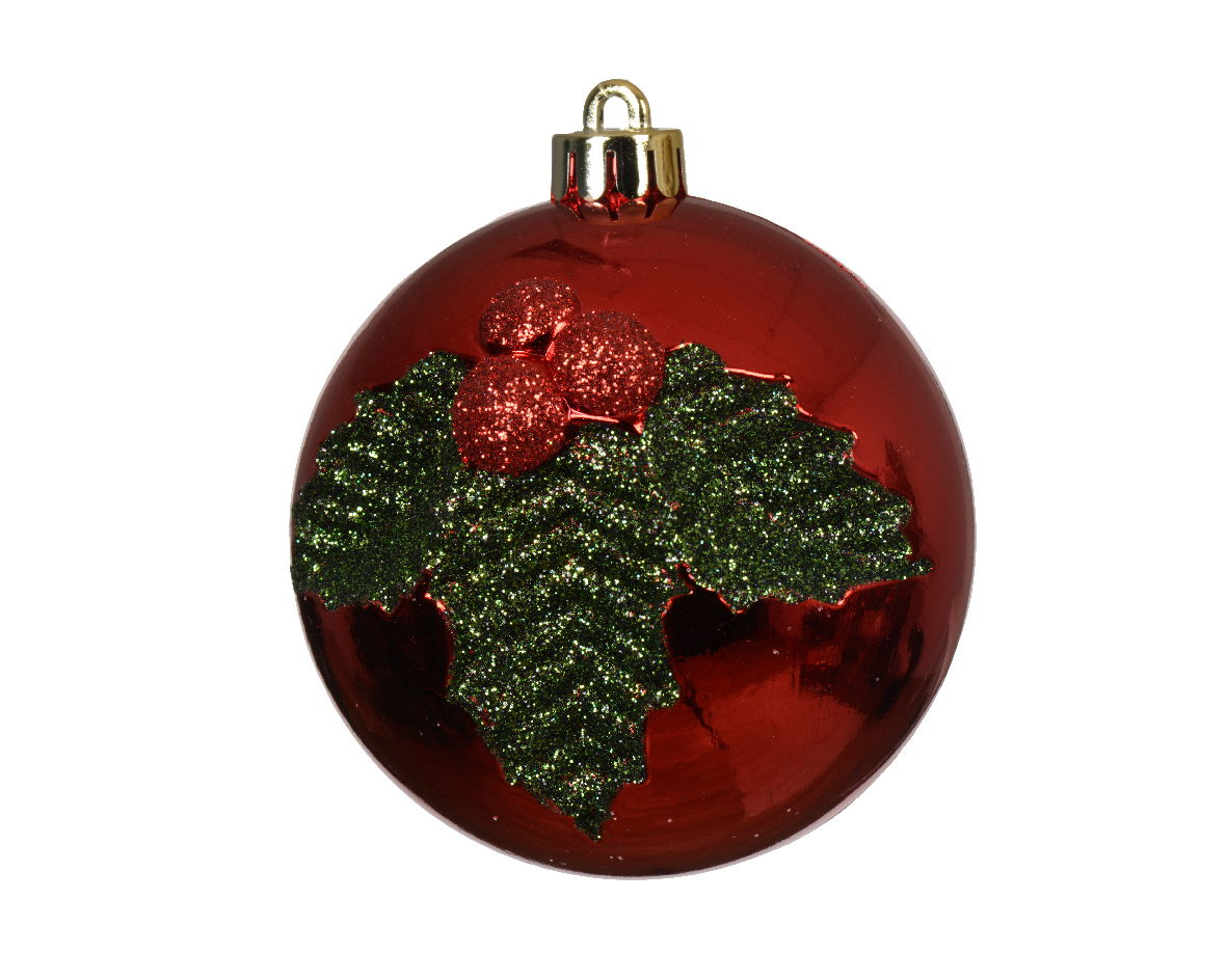Kerstbal kunststof d8 cm rood - Decoris