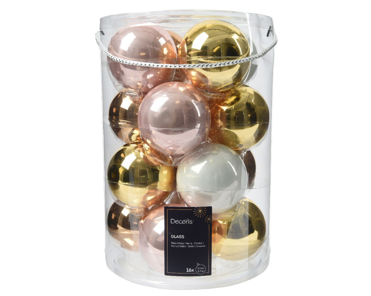 Decoris Kerstballen glas d8 cm multi 16st - 