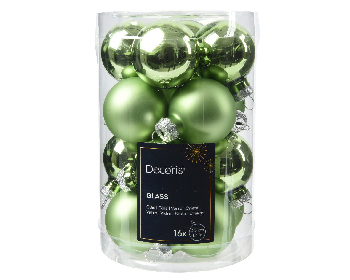 Decoris Kerstballen glas d3.5 cm g.thee 16st - 