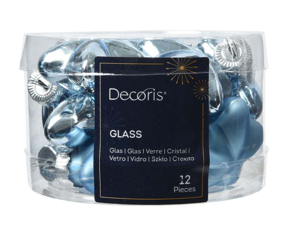 Ster glas l2b4.5h4 cm ijsblauw 12st - Decoris