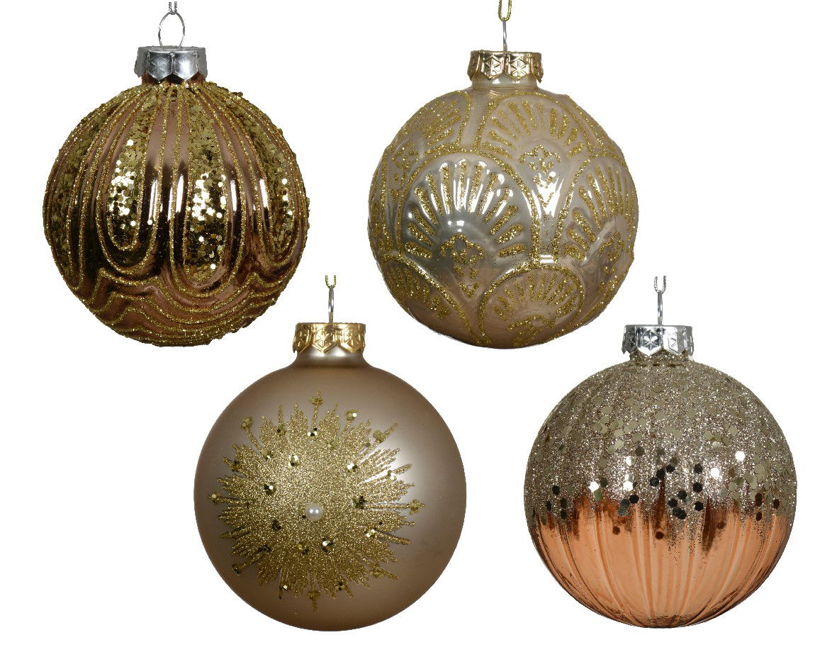 Kerstbal glas d8 cm prl/kleur(en) a4 - Decoris