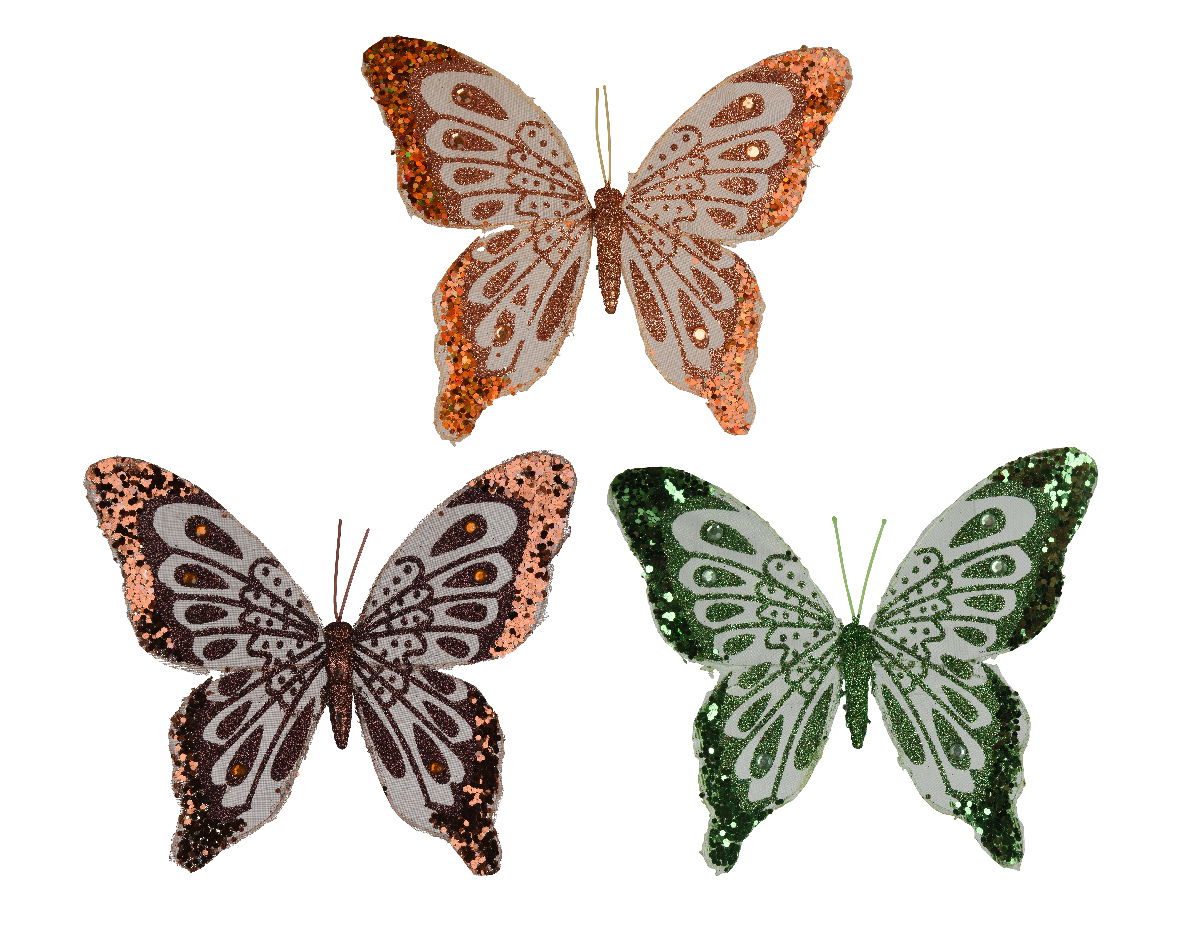 Vlinder polyester l20b17h1.5 cm a2 - Decoris