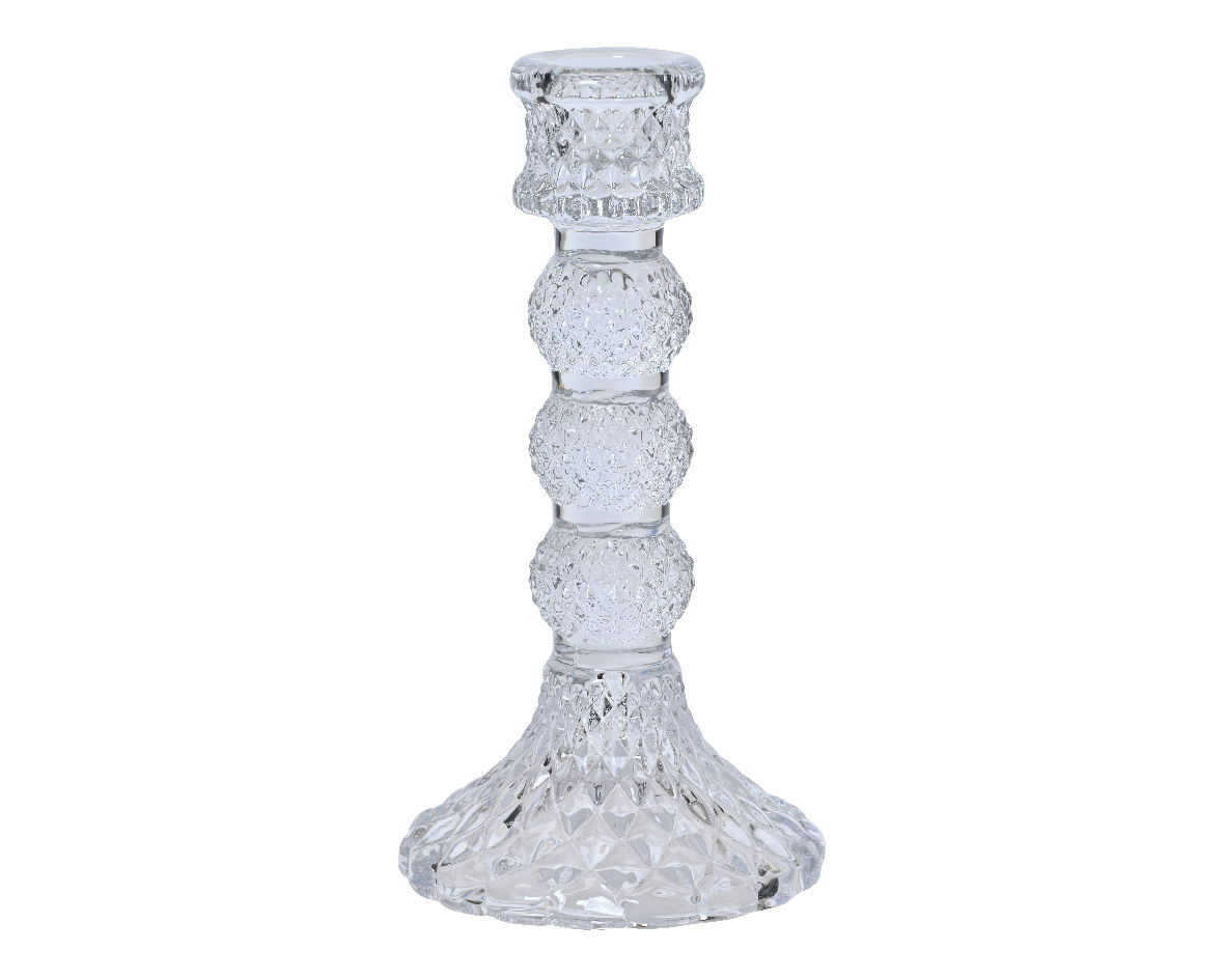 Kandelaar glas l8b8h15 cm helder - Decoris