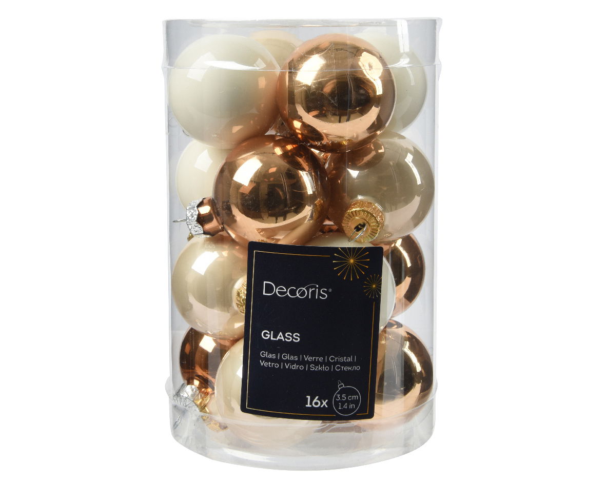 Decoris Kerstballen glas d3.5 cm prl 16st - 