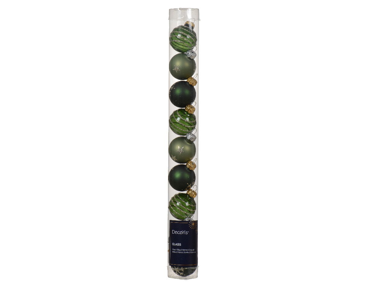 Decoris Kerstballen glas d3 cm groen 9st - 