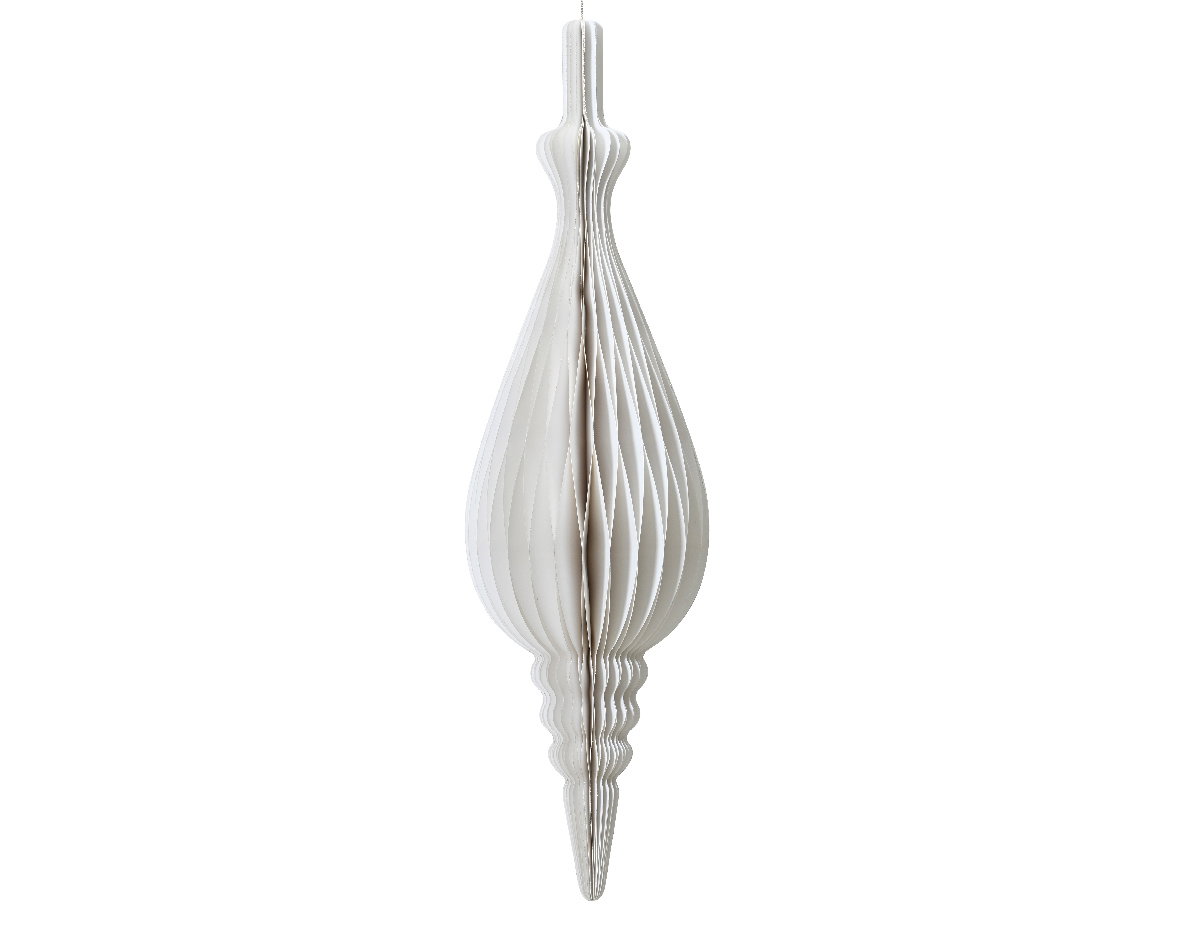 Decoris Ornament papier d22h80 cm wit kerst  - 