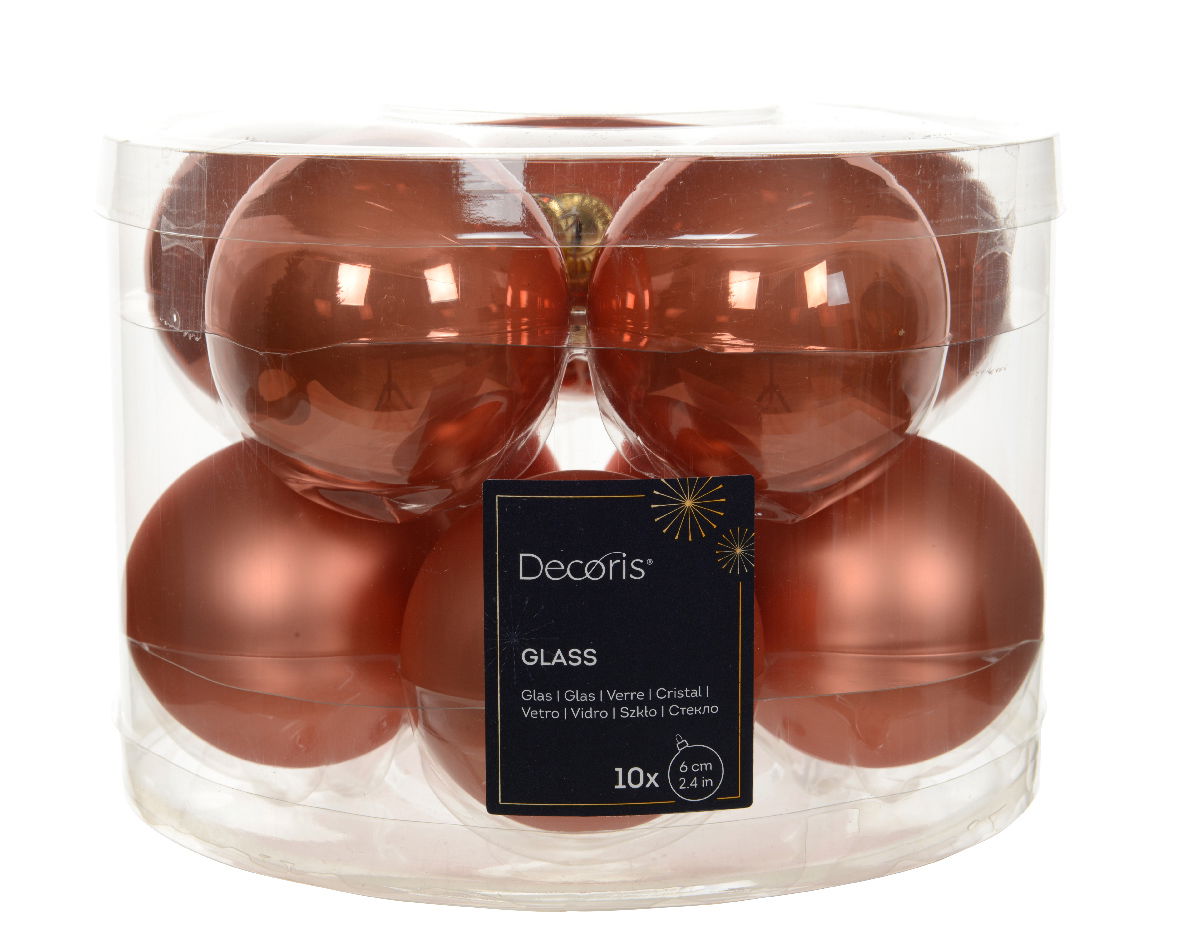 Decoris Kerstbal glas d6 cm pompoen 10st - 