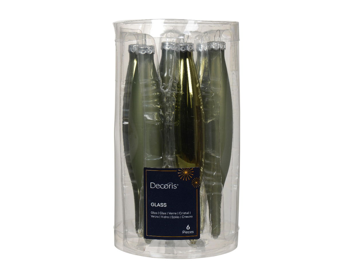 Ijspegel glas d3h15 cm rsmrn 6st - Decoris