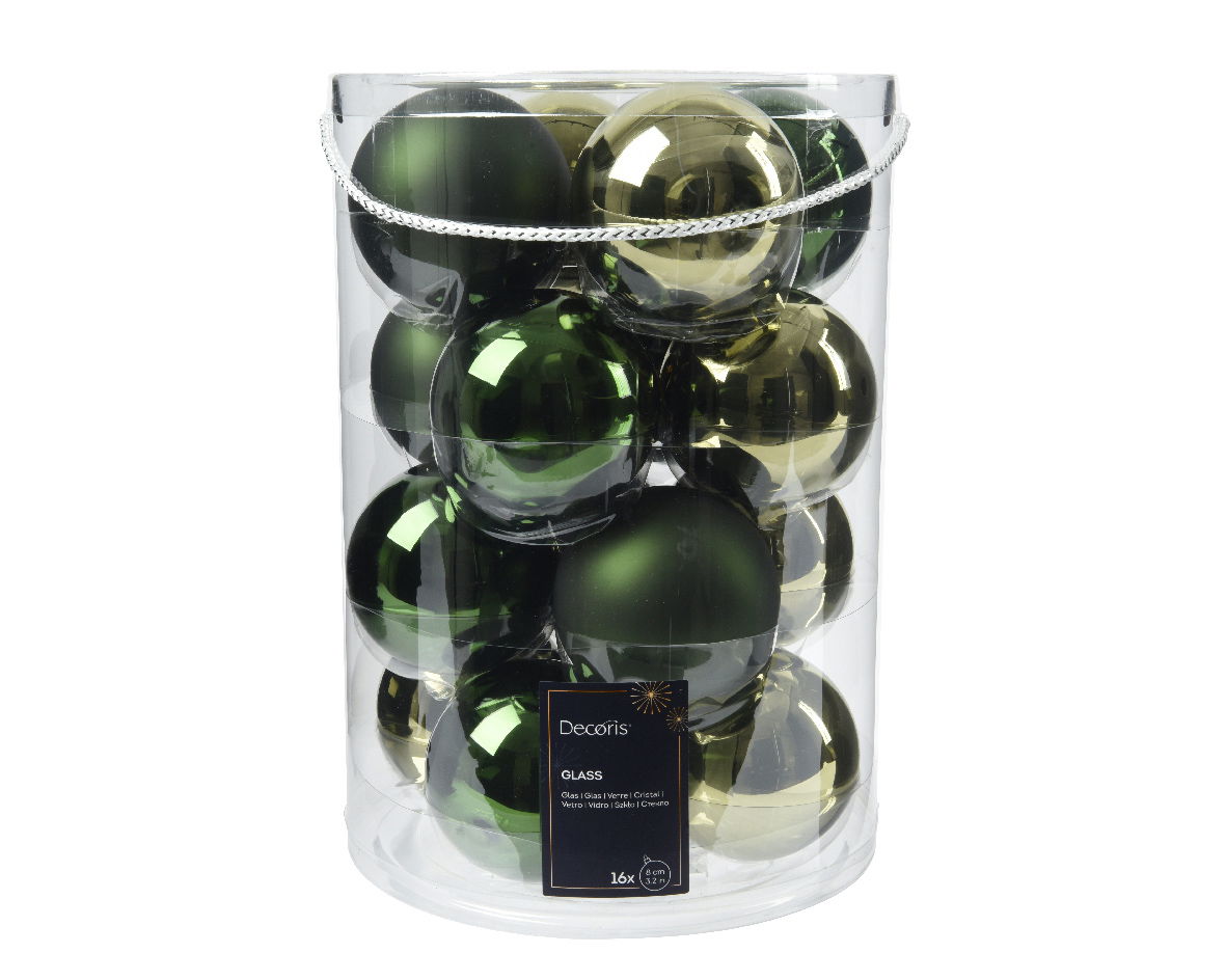 Decoris Kerstballen glas d8 cm groen 16st - 