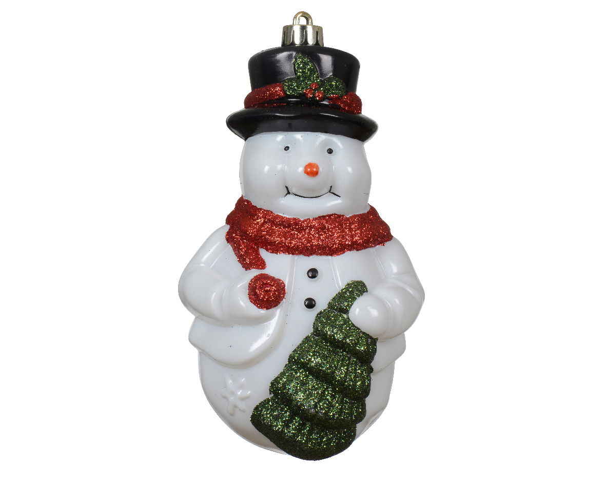 Sneeuwpop kunststof h16.5 cm wit - Decoris