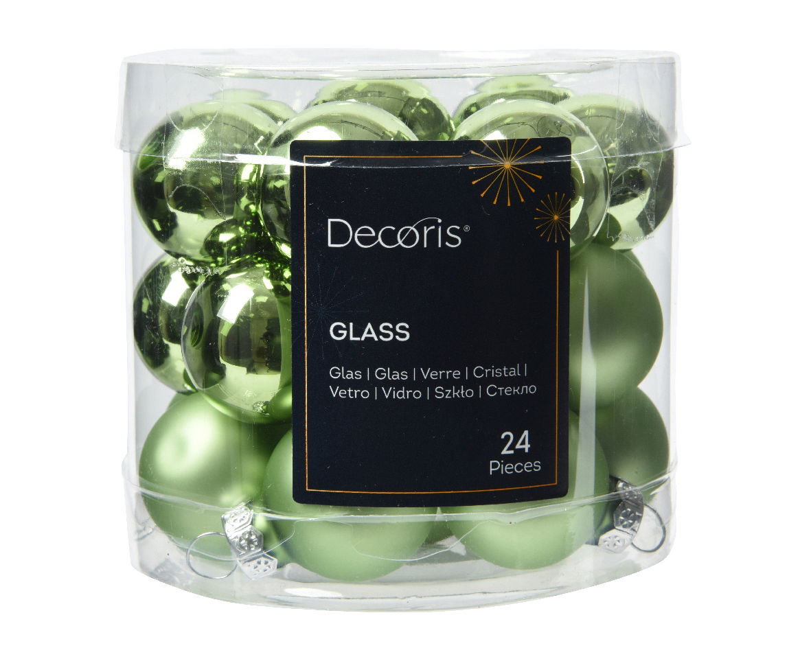 Decoris Kerstbal glas d2.5 cm g.thee 24st - 