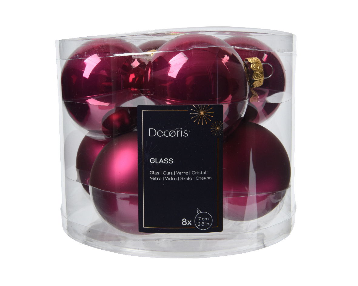 Decoris Kerstbal glas d7 cm granaatappel 8st - 