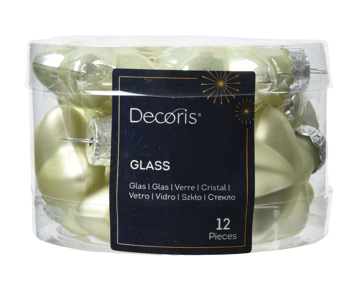Ster glas l2b4.5h4 cm wit mint 12st - Decoris