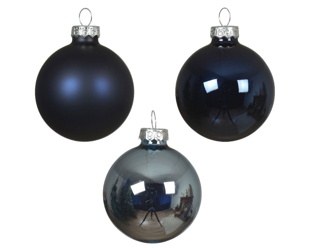 Decoris Kerstbal glas d6 cm blauw 49st - 