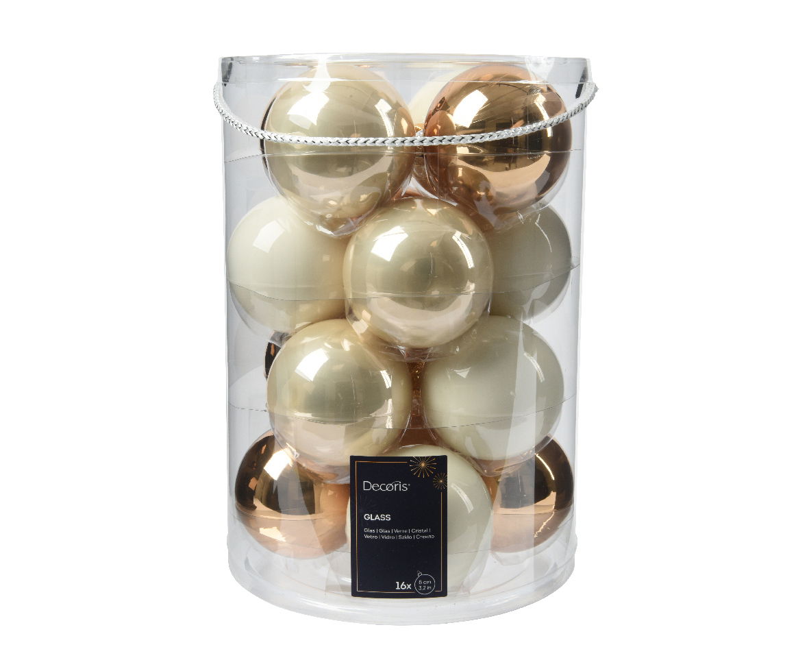 Decoris Kerstballen glas d8 cm prl 16st - 