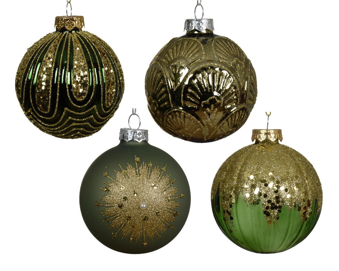 Kerstbal glas d8 cm groen a4 - Decoris