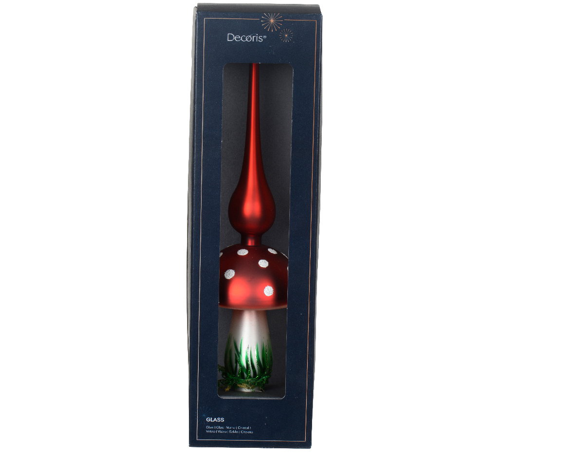 Decoris Piek glas l8b8h31 cm rood/kleur(en) kerst  - 