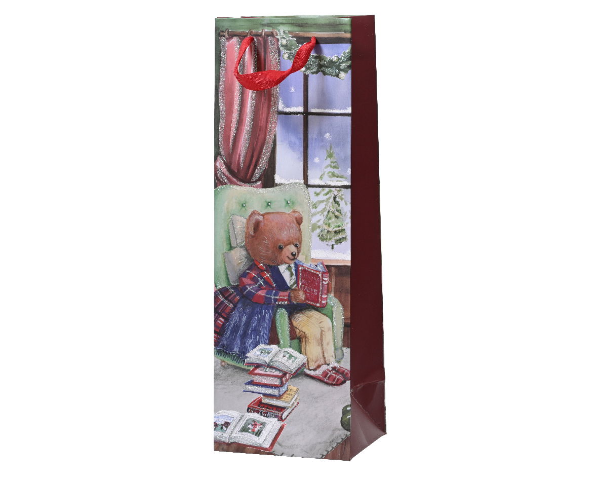 Giftbag papier l10b12h36 cm rood F - Decoris