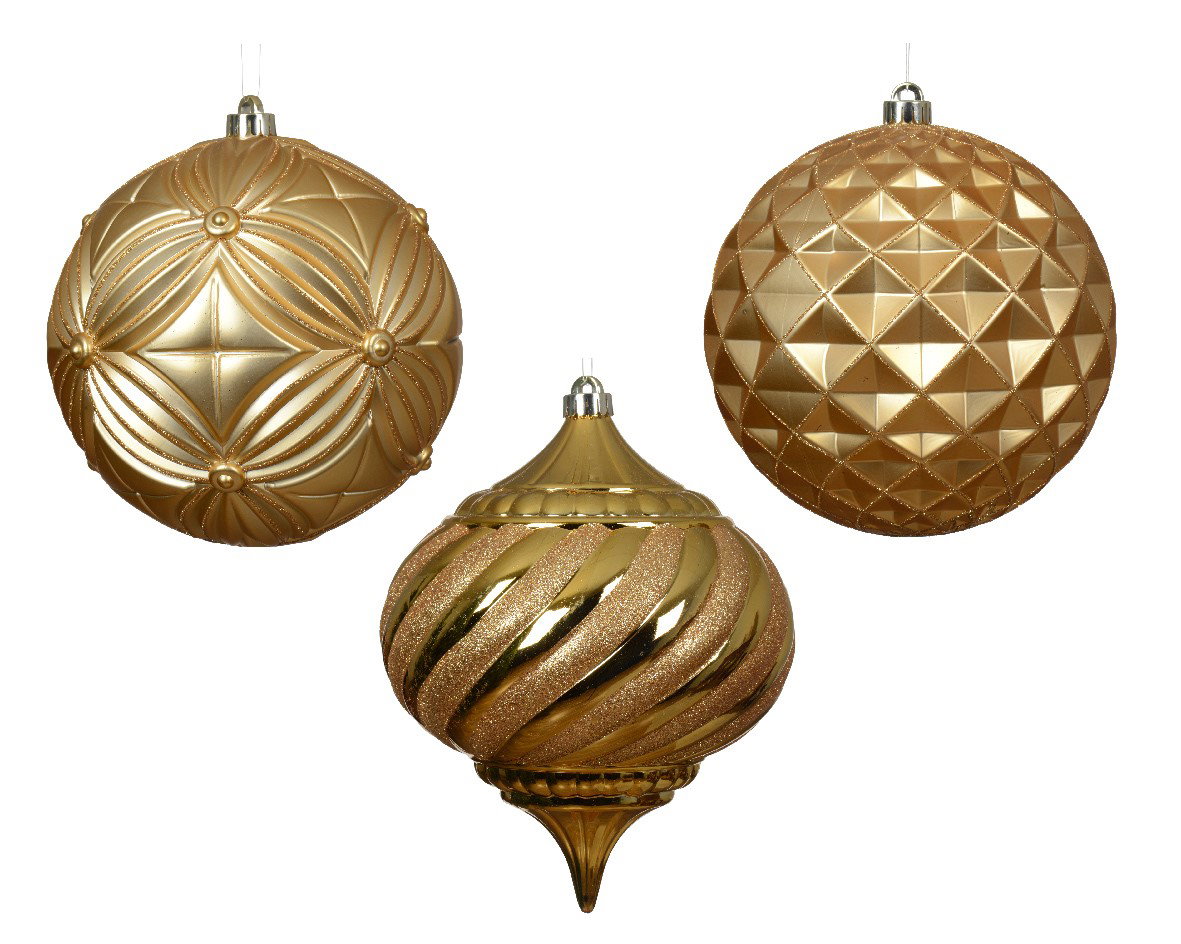 Decoris Figuur kunststof d20 cm lichtgoud a3 kerst  - 