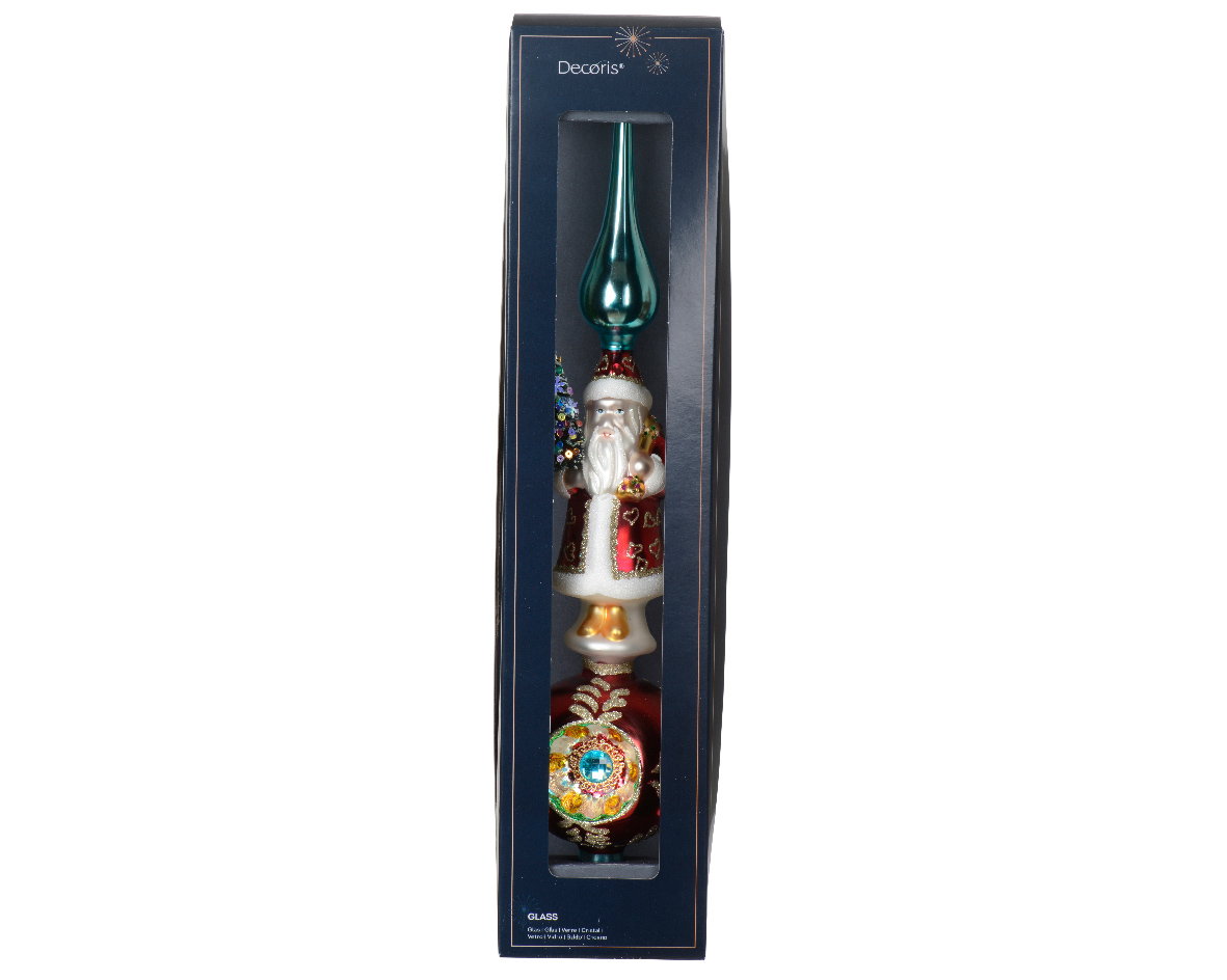 Decoris Piek glas l8b7.4h40 cm rood kerst  - 