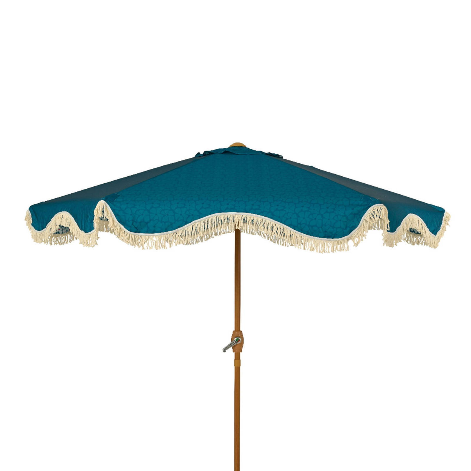 Strandparasol bloemenprint franjes blauw - diameter220 cm - Hortus
