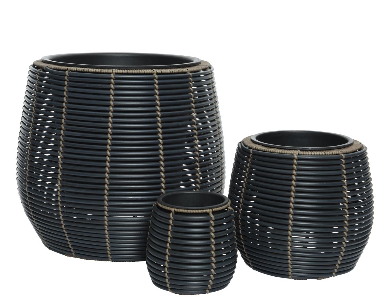 Pot polyrattan d17 h17 cm grijs Decoris