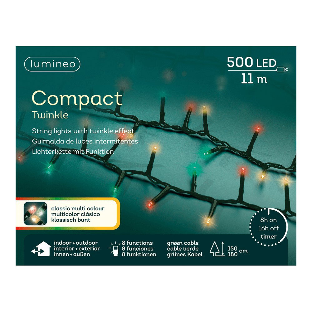 Led compact 11 meter groen/rood/groen/klassiek warm Lumineo - Lumineo
