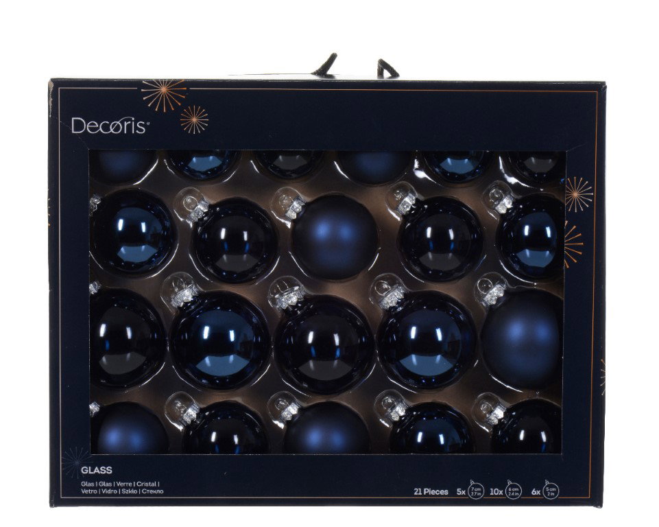 Decoris Kerstbal glas d7 cm nblw ass 21st kerst  - 