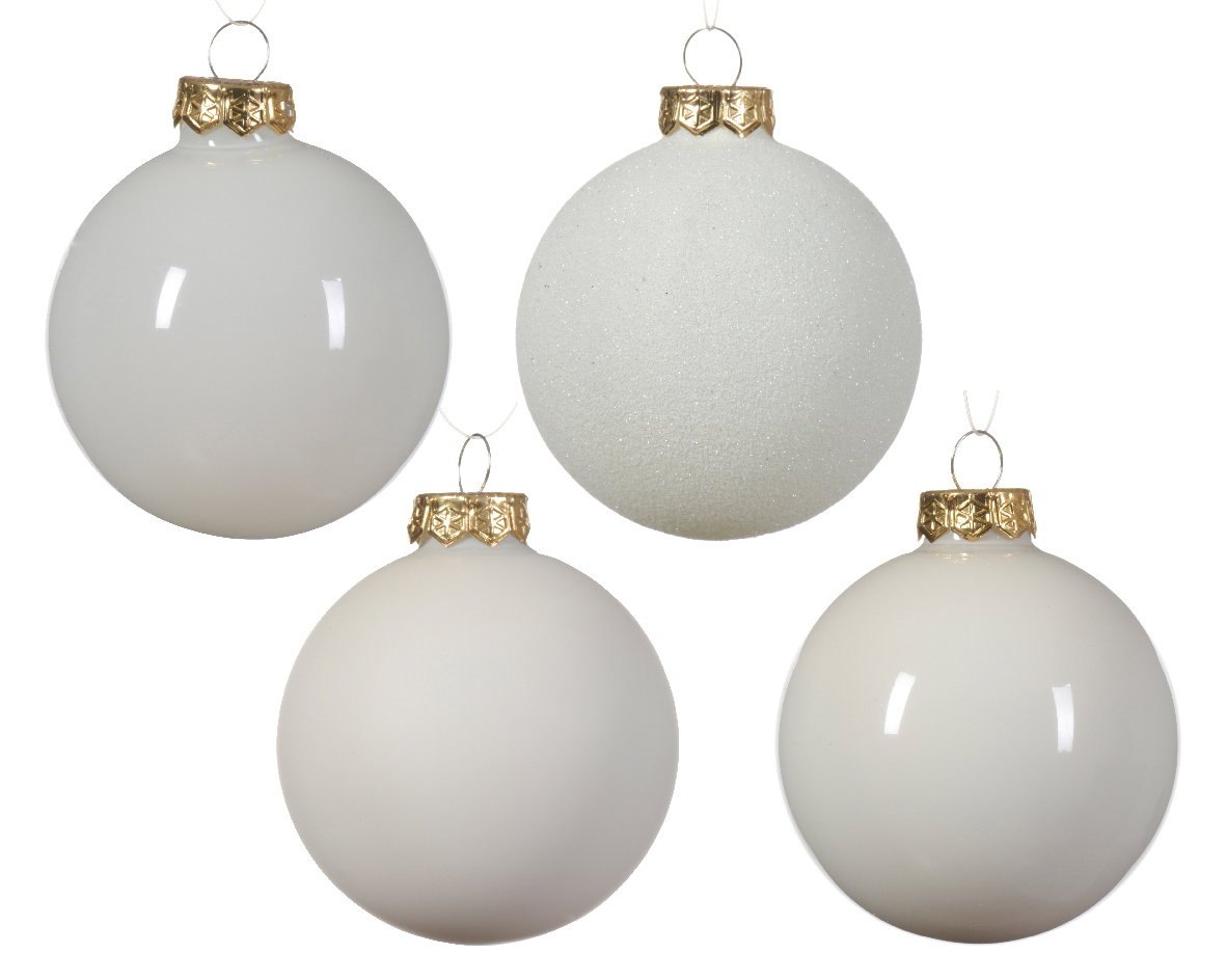 Kerstballen mix glas d7 cm wolwit 42 stuks kerst Decoris - Decoris