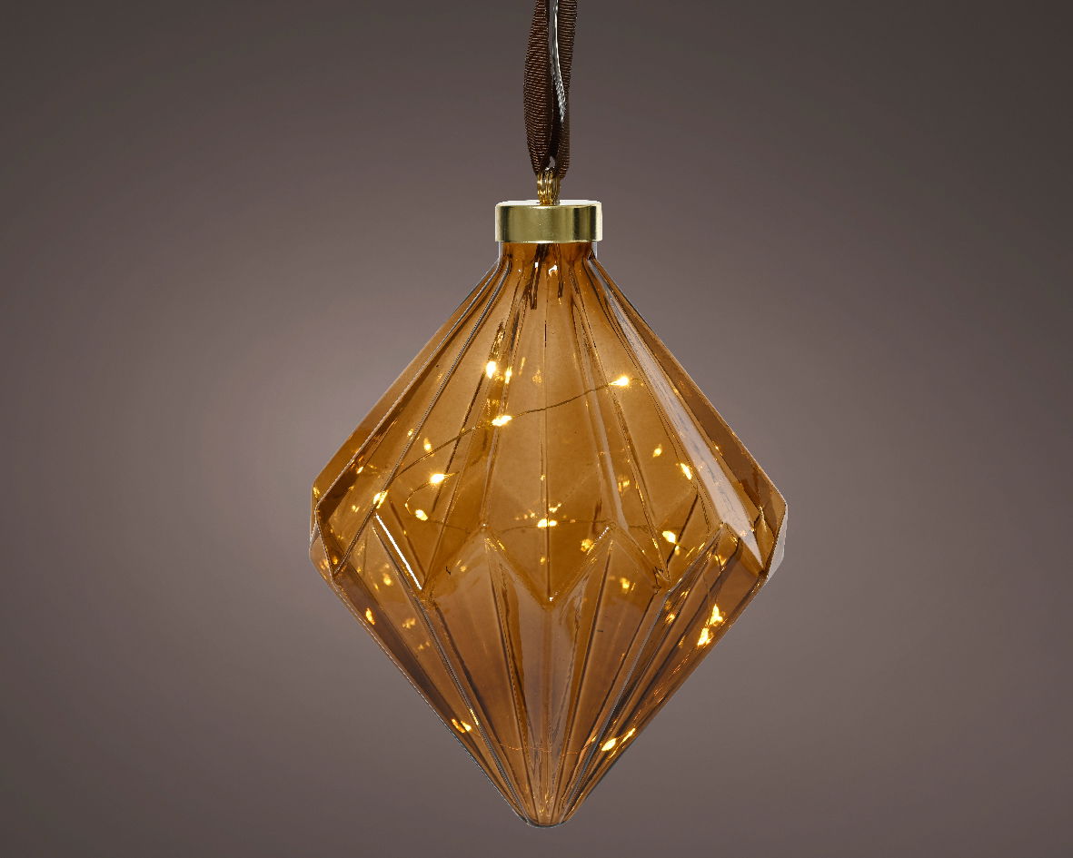 Micro LED diamant binnen dia16-H20cm brown/warm white - Lumineo
