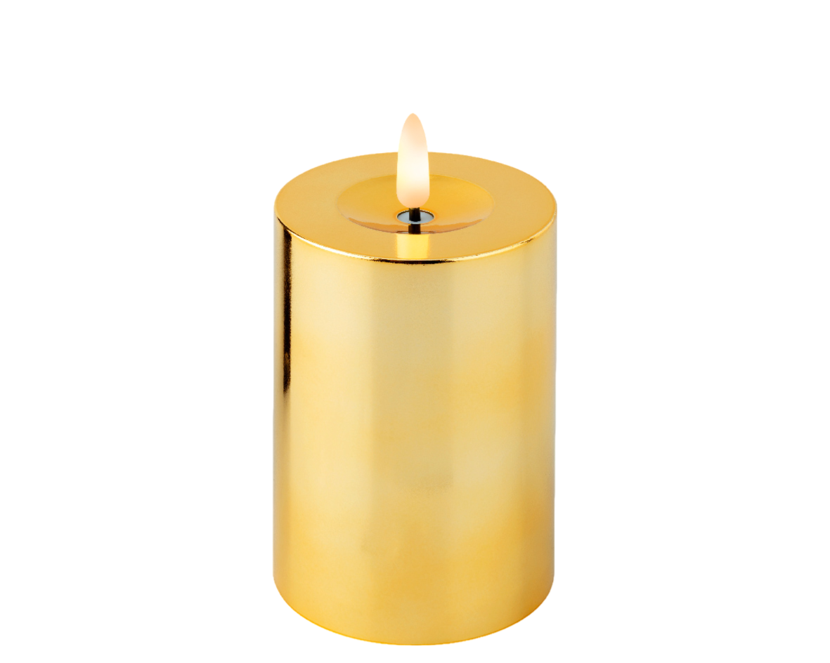 LED kaars d7h12.5 cm goud/warm wit - Lumineo