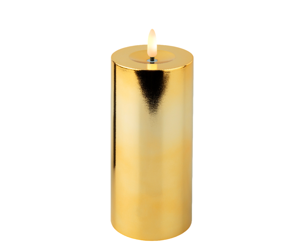 LED kaars d7h17.5 cm goud/warm wit - Lumineo