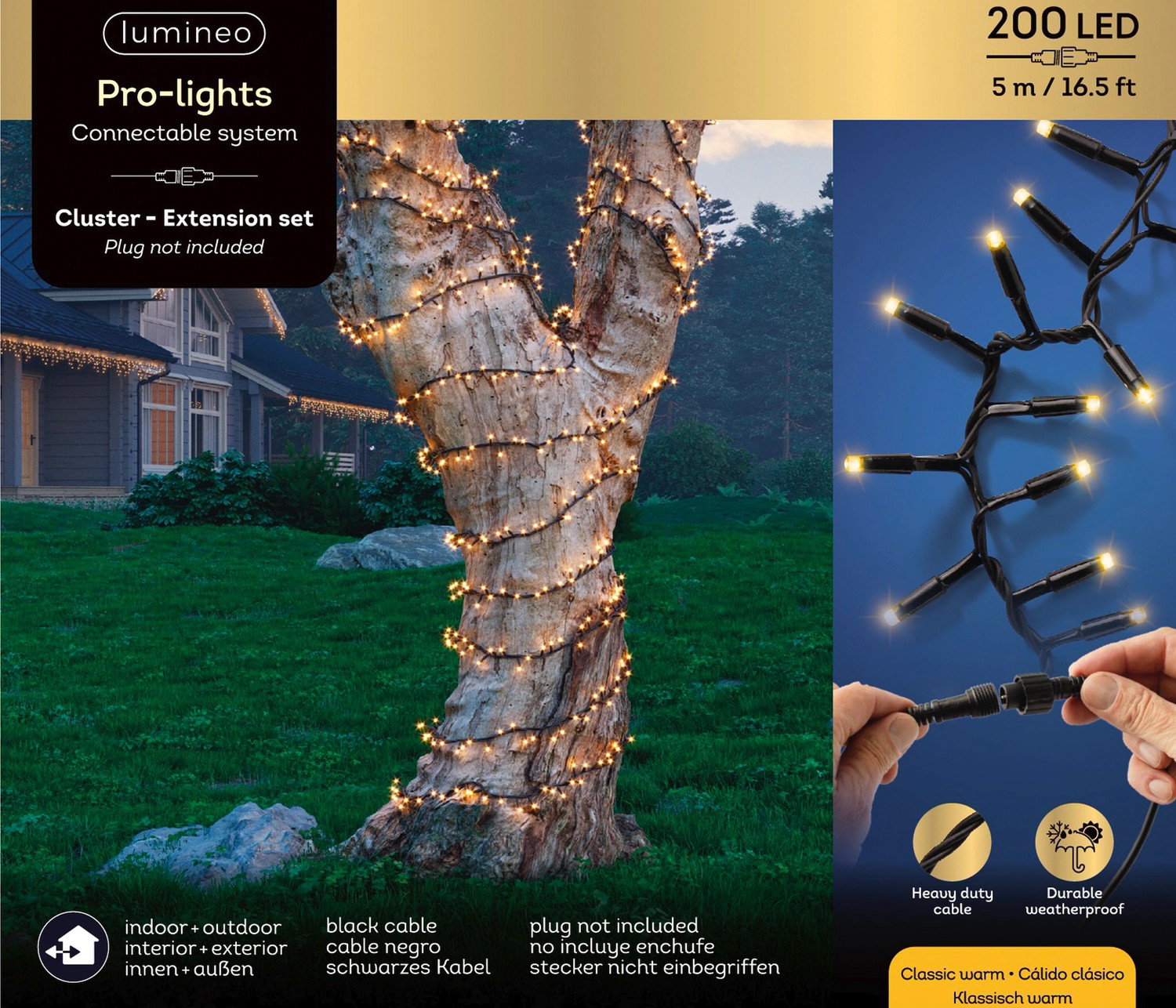 Led Cluster light 5 meter zwart/klassiek warm Lumineo - Lumineo