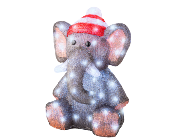 LED olifant l33b32.5h46 cm grey/cwit - Lumineo