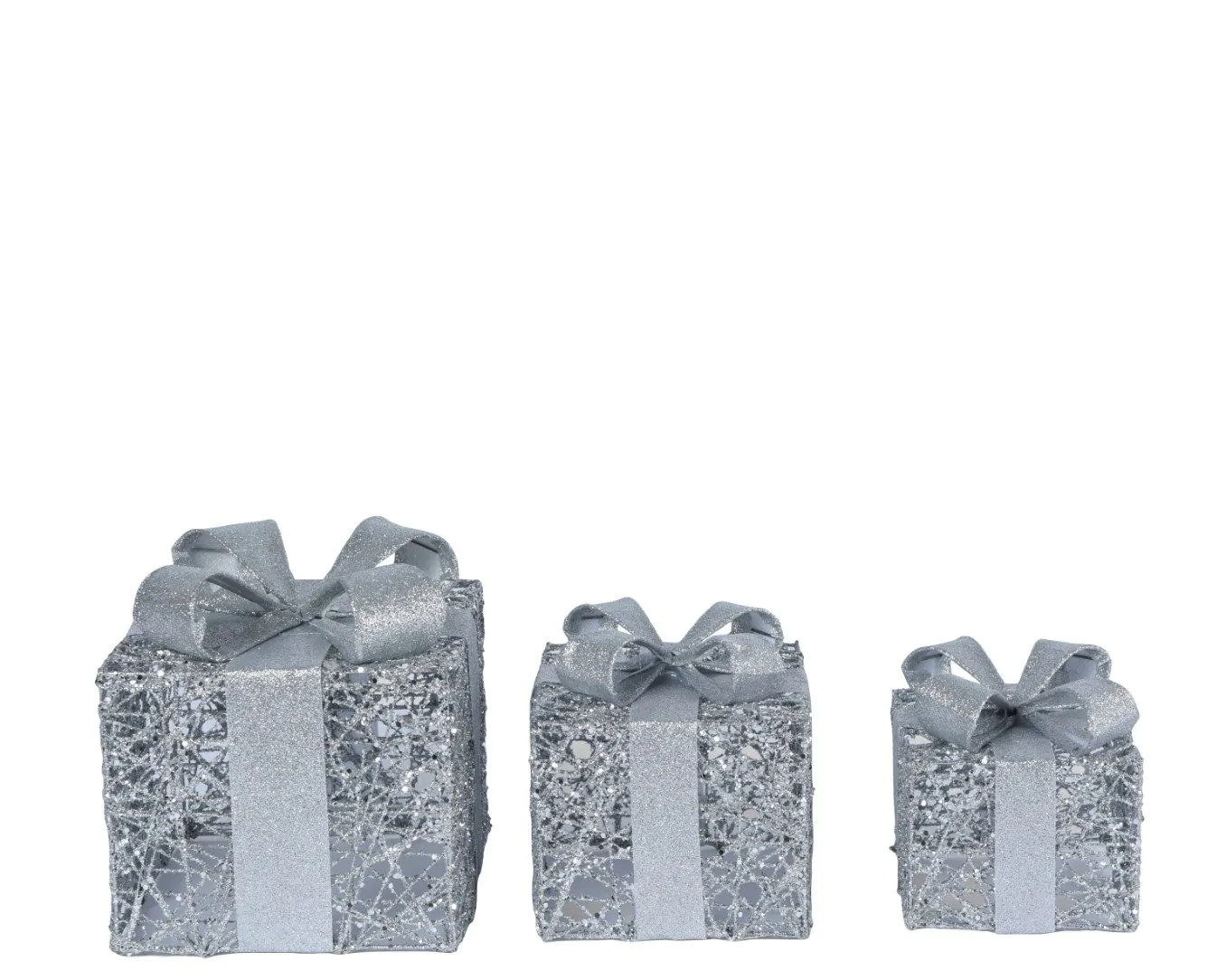 Decoris Ornament ijzer cadeau l15b15h17 cm zilver  - 