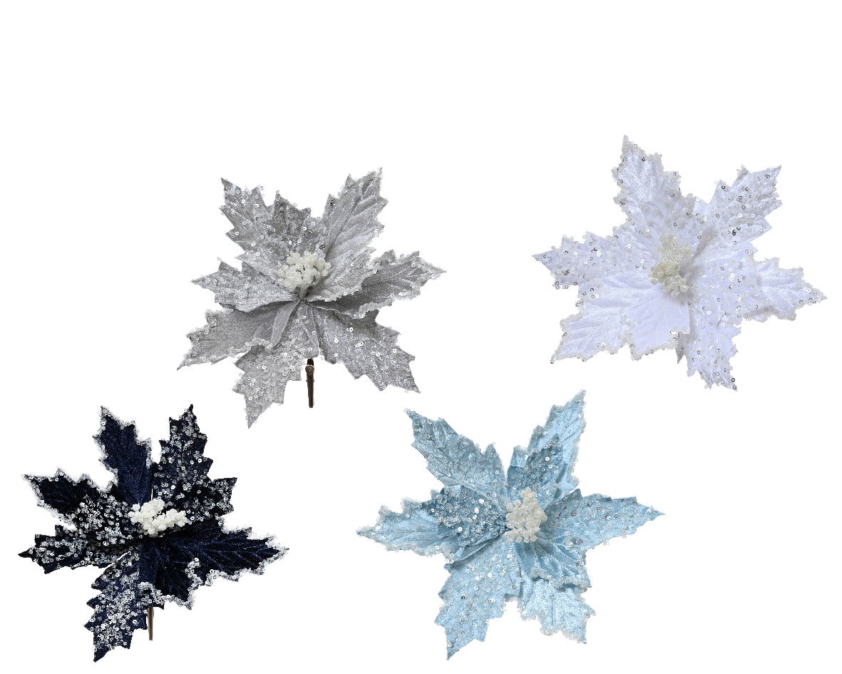 Poinsettia pesfluweel d24h14 cm a4 - Everlands