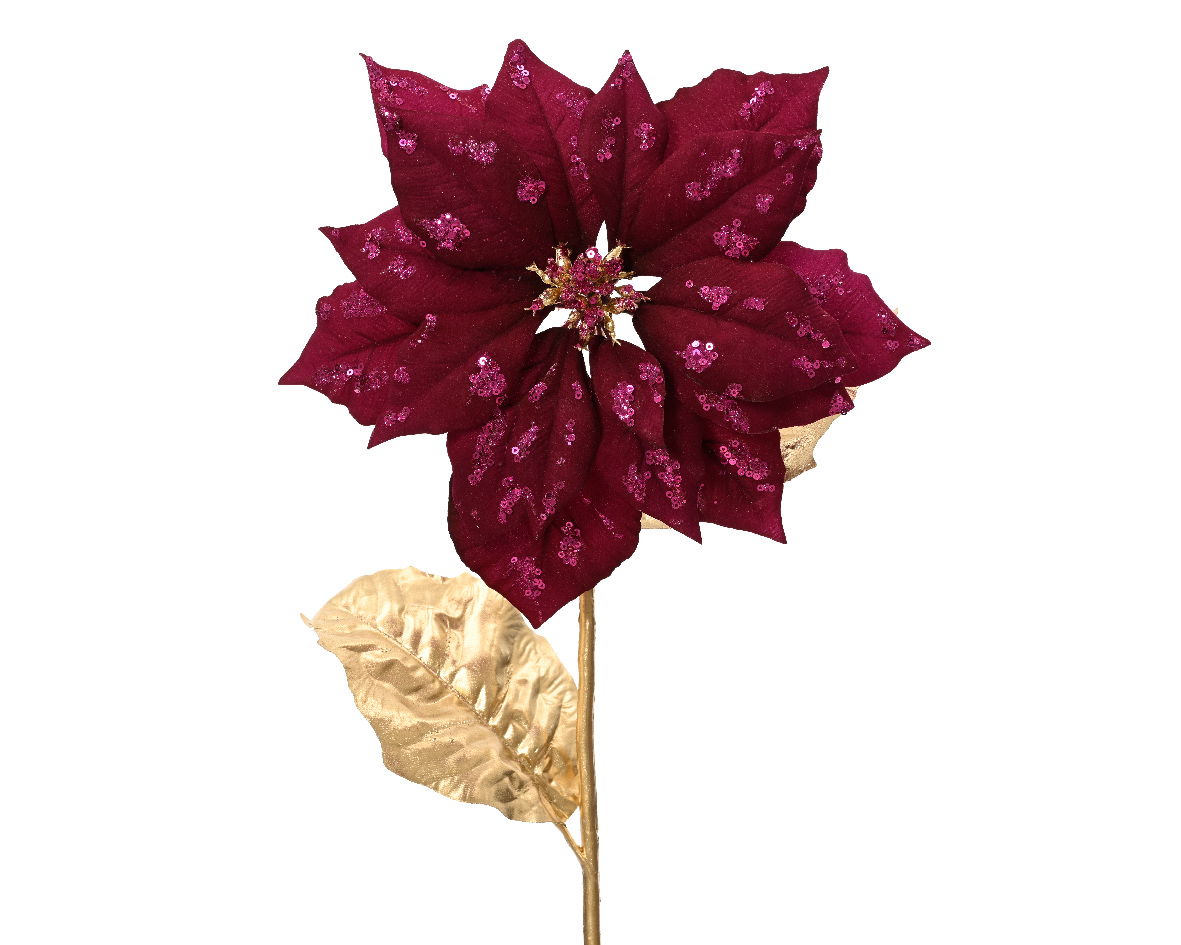 Poinsettia fluweel l67b23h10 cm d.mv - Everlands