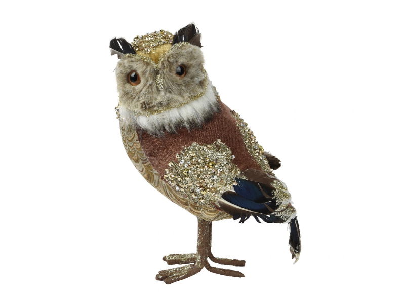 Uil polyester l19b14h25 cm bruin - Hortus
