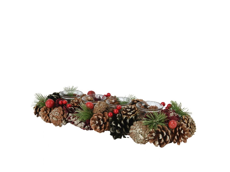 Theelicht denappel l15b45h9 cm rood - Decoris