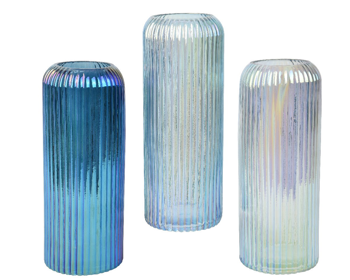 Vaas glas d9.8h24.5 cm a3 - Decoris