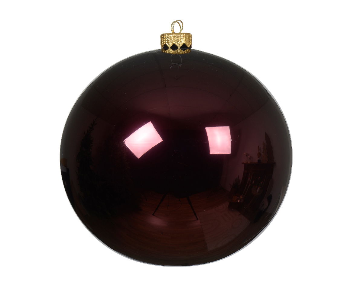 Decoris Kerstballen glas d15 cm donker mauve G - 