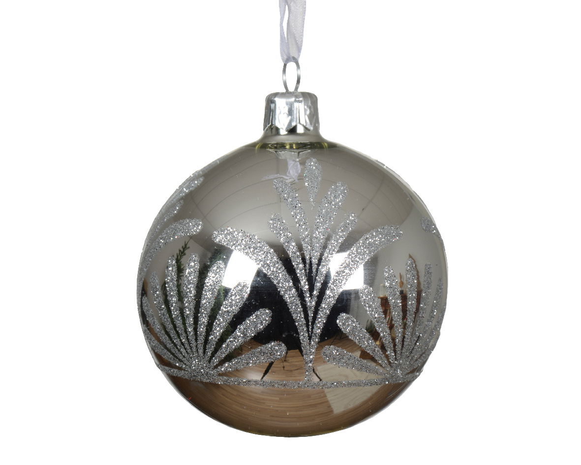 Kerstballen glas d8 cm zilver B - Decoris